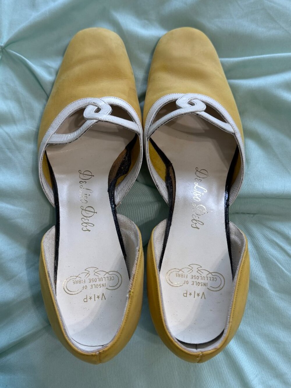 Vintage De Liso Debs Yellow Rounded Square Toe Pumps Heels 6.5